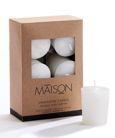 Rustic Votive Candles, Set of 6 - White