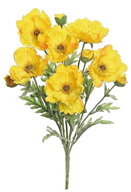 POPPY BUSH X6 WITH 3 BUDS, 23"; 4" BLOOMS, YELLOW