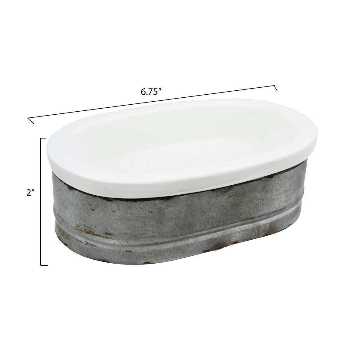 Galvanized Metal Stoneware Soap Dish