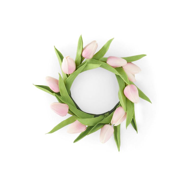8.5 Inch Pink Real Touch Mini Tulip Candle Ring