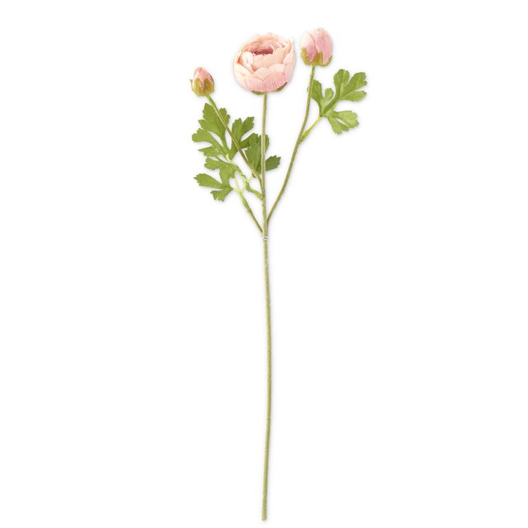 23 Inch Light Pink Real Touch 3 Head Ranunculus