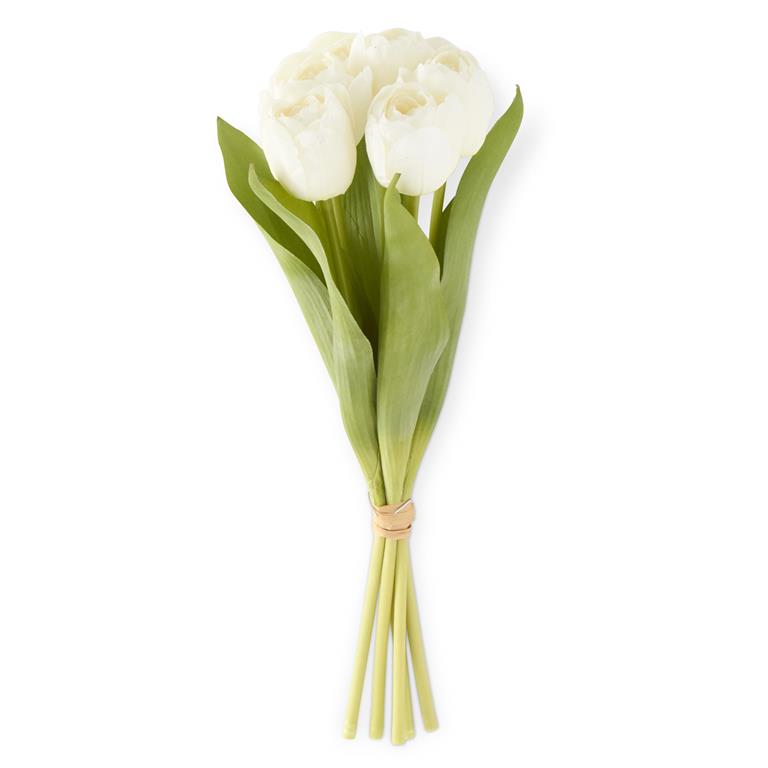 13 Inch White Real Touch Tulip Bundle