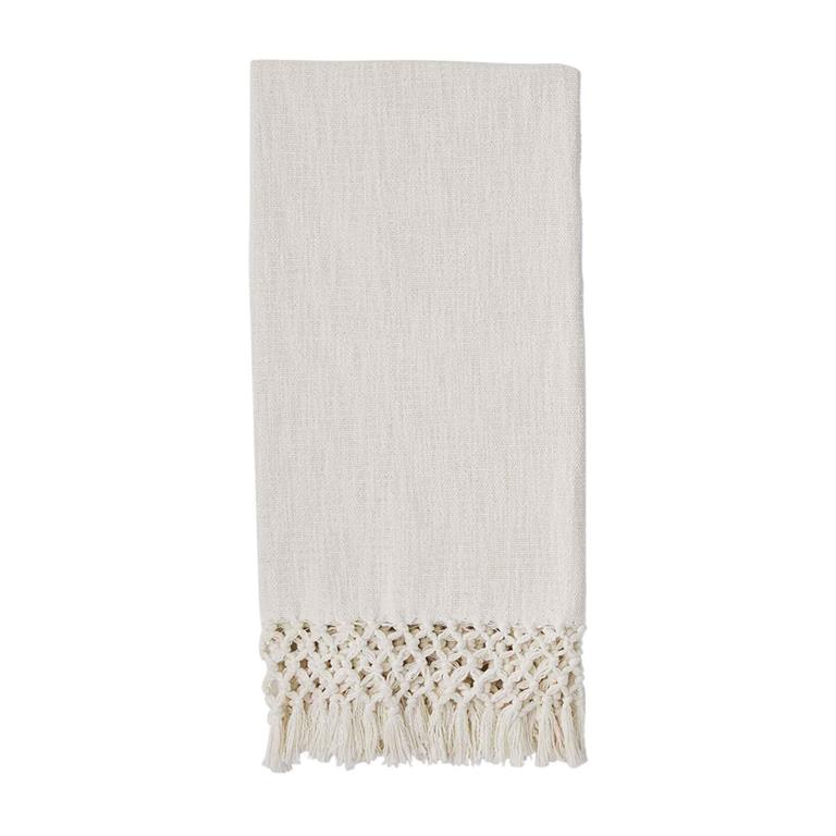 WHITE MACRAME THROW BLANKET