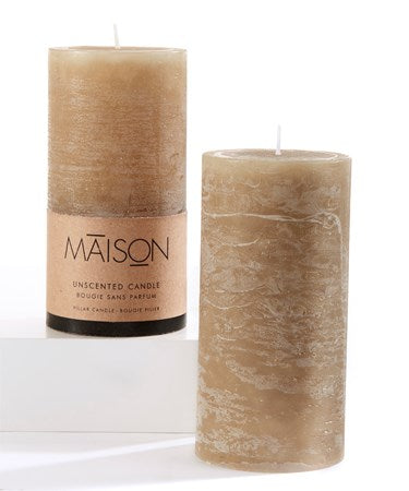 3x6 Rustic Pillar Candle - Beige