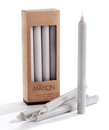 Boxed Taper Candles, Set of 8 - Grey