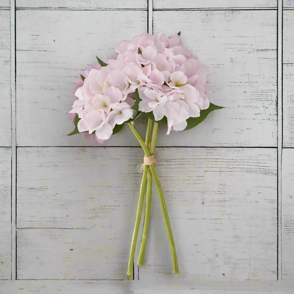 15 Inch Pink Real Touch Hydrangea Bundle (3 Stems)