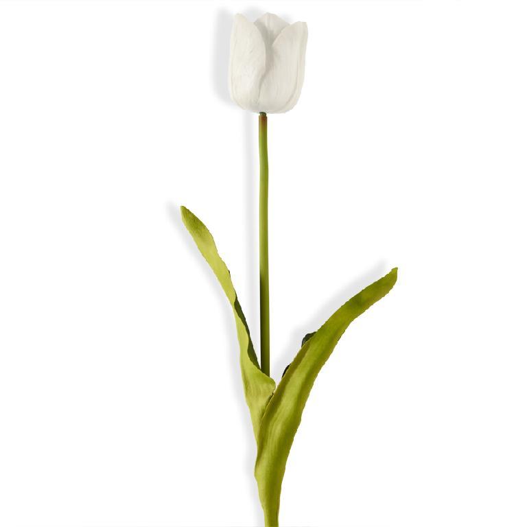 25 Inch White Real Touch Tulip Stem