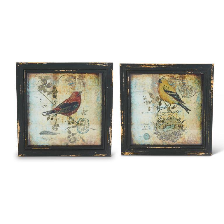 10 Inch Assorted Square Framed Bird Prints