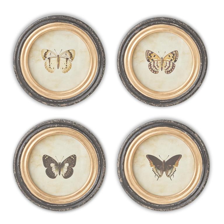 9.5 Inch Round Butterfly Prints