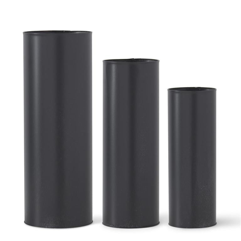 Black Tin Cylinder Vases