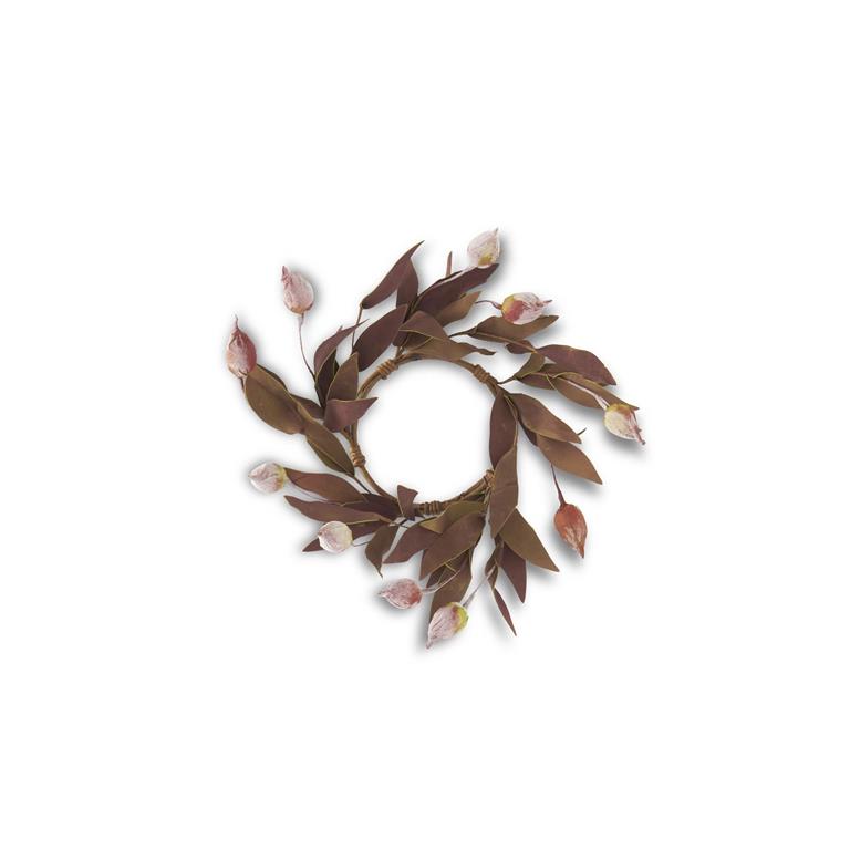 9.75" Burgundy and Green Sleepy Silene Eva Candle Ring