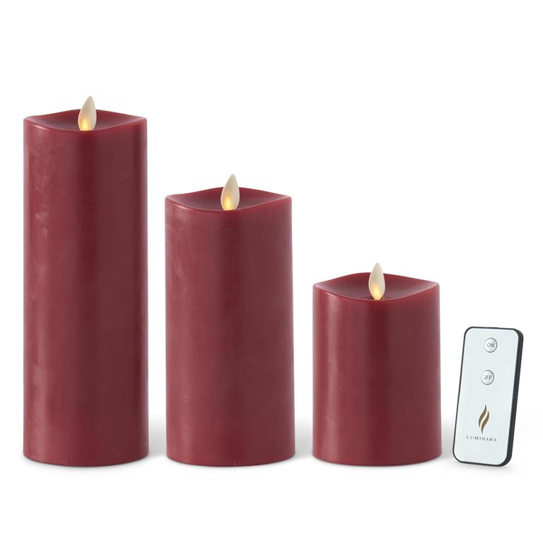 Burgundy Wax Luminara Medium Indoor Pillar Candle