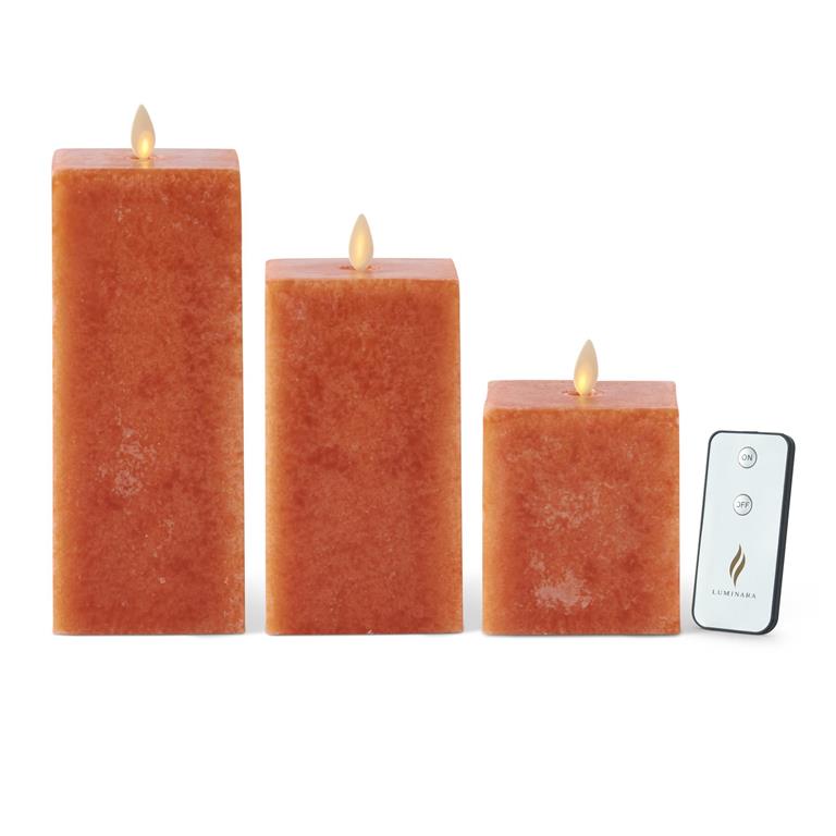 Orange Wax Luminara Indoor Square Candle