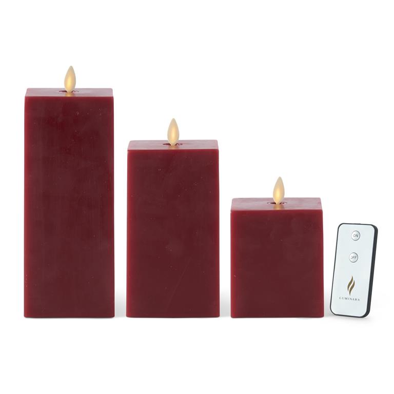 Burgundy Wax Luminara Indoor Square Candle