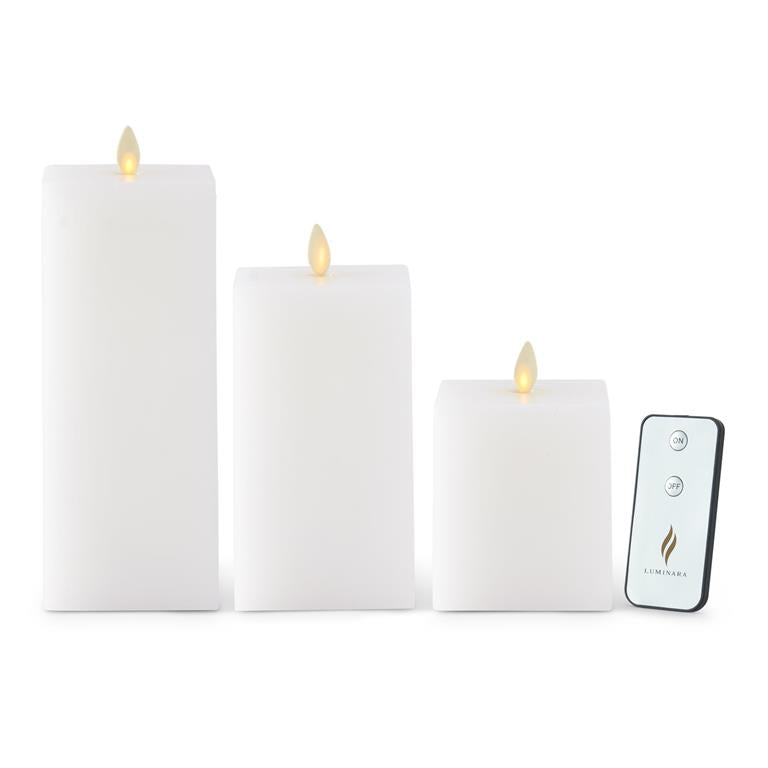 White Wax Luminara Indoor Square Candle