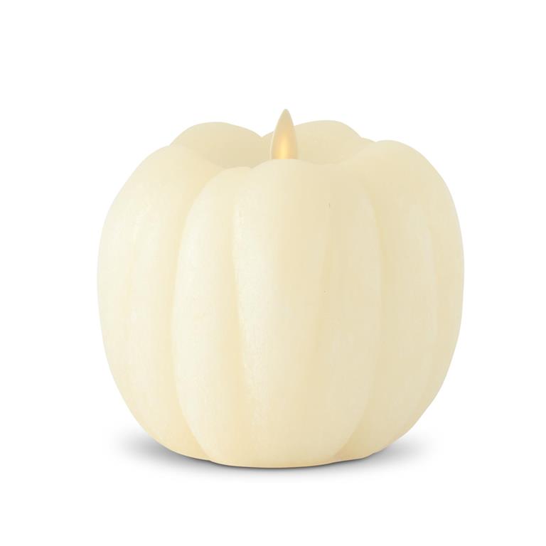 4.5 Inch White Wax Pumpkin Luminara Indoor Candle