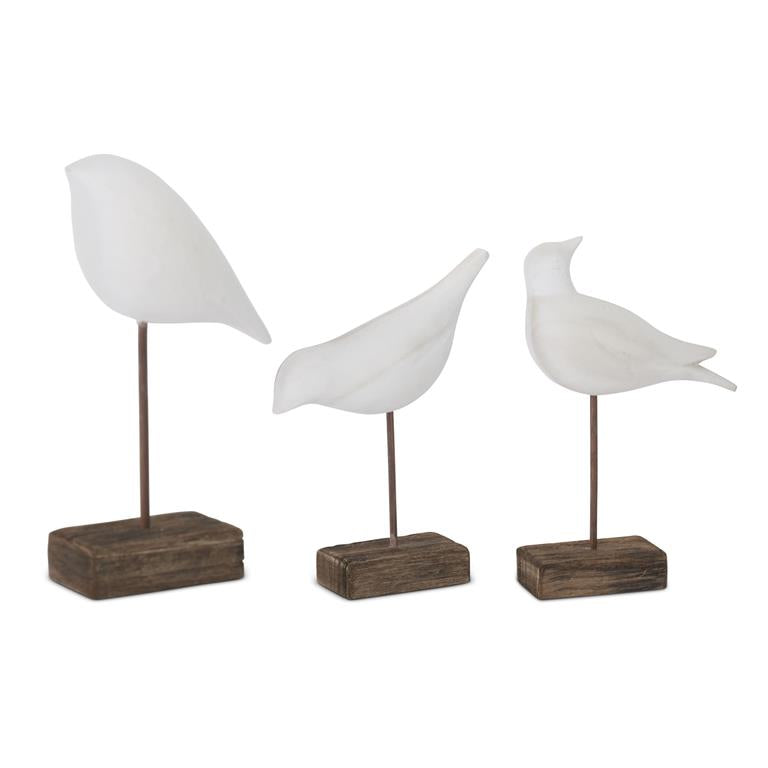 White Wood Shore Birds on Spindles