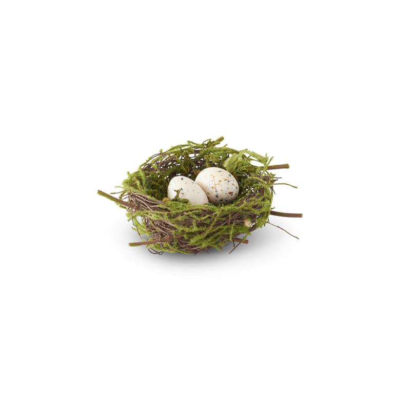 5.5 Inch Twig Bird Nest w/2 Eggs