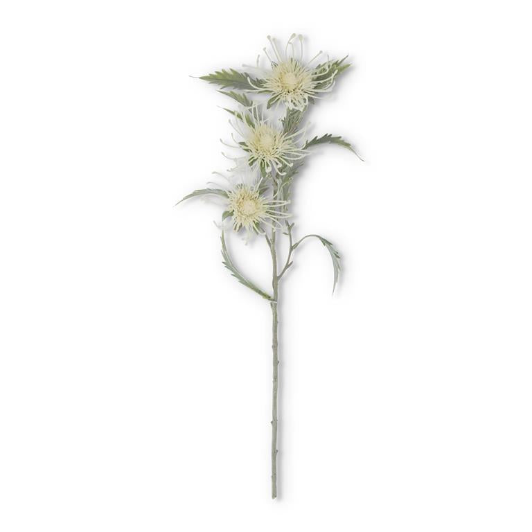 24 Inch 3 Head Flocked Thistle Stem