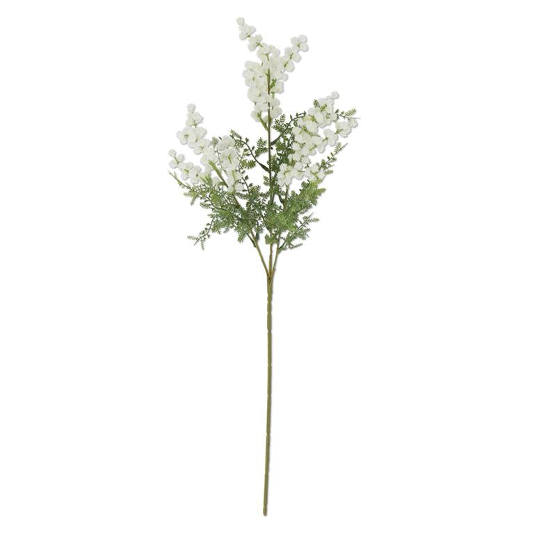 27 Inch White Mini Burs & Fern Stem