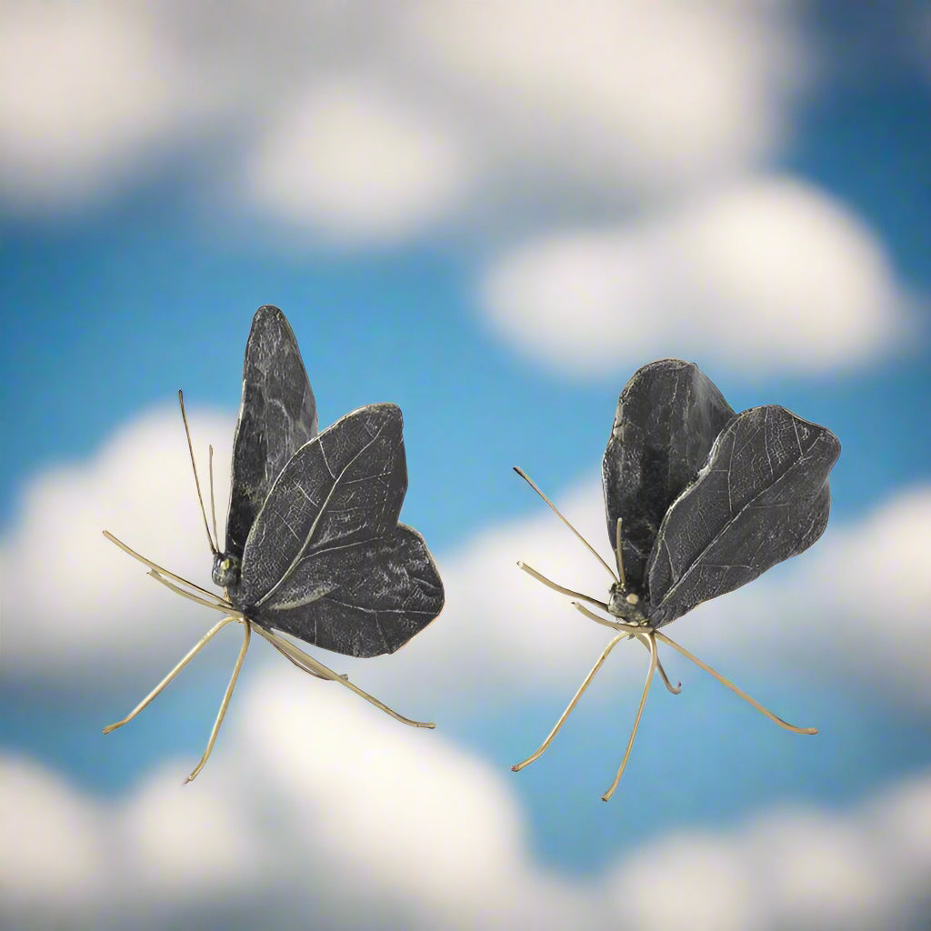 4.5 Inch Black & Gold Resin Leaf Wing Butterly