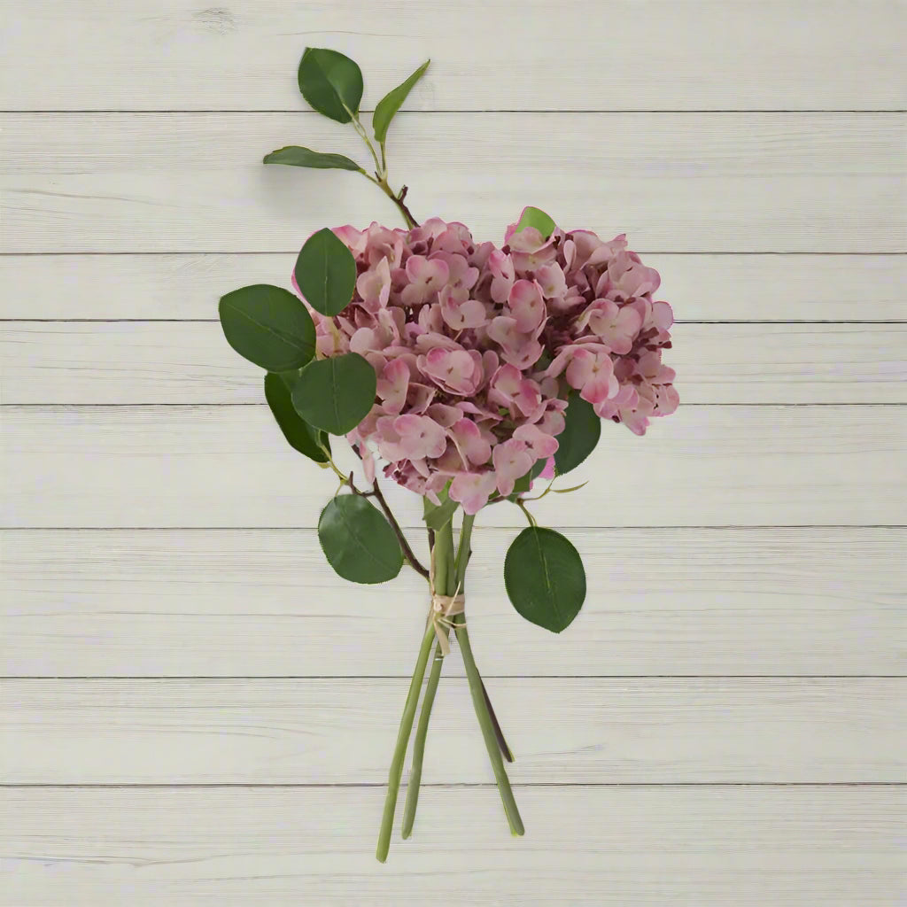 12 Inch Dark Pink Real Touch Hydrangea Bundle (4 Stem)