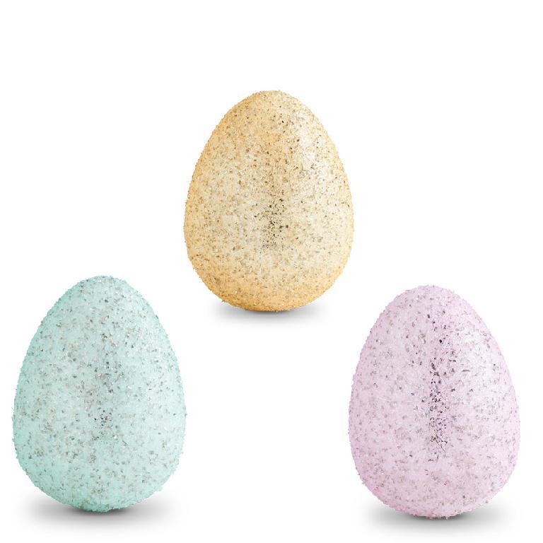 3 Inch Assorted Colors Glass Glitter Eggs
