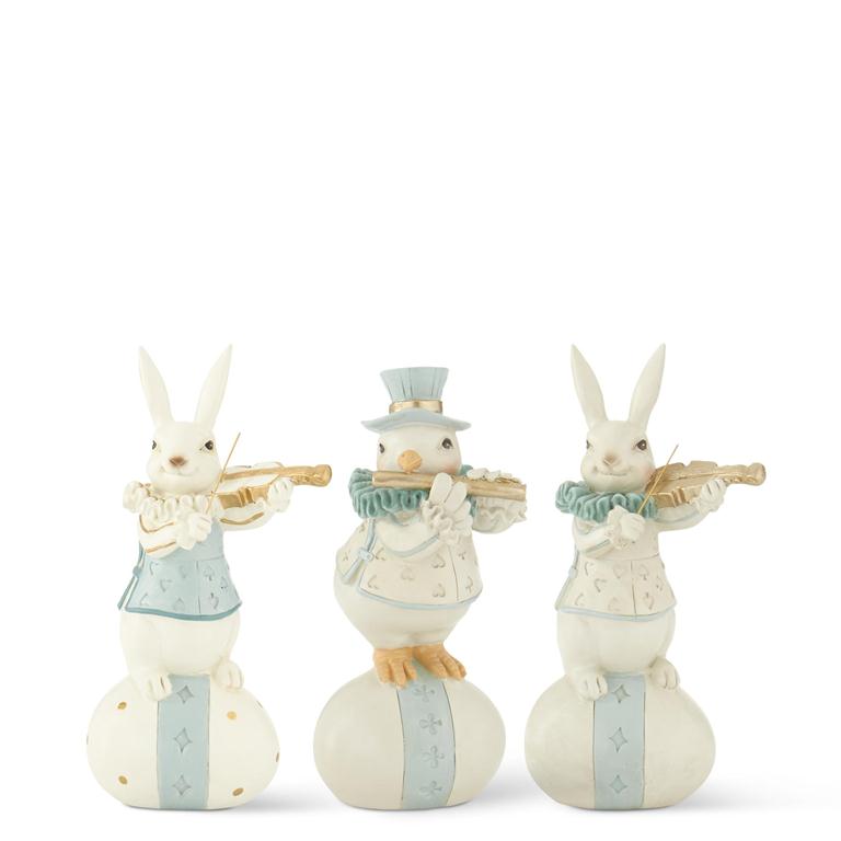 7 Inch Pastel Resin Instrument Playing Bunnies