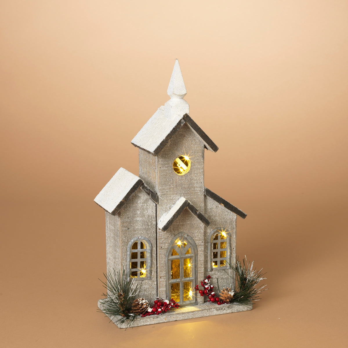16"H Lighted Wood House
