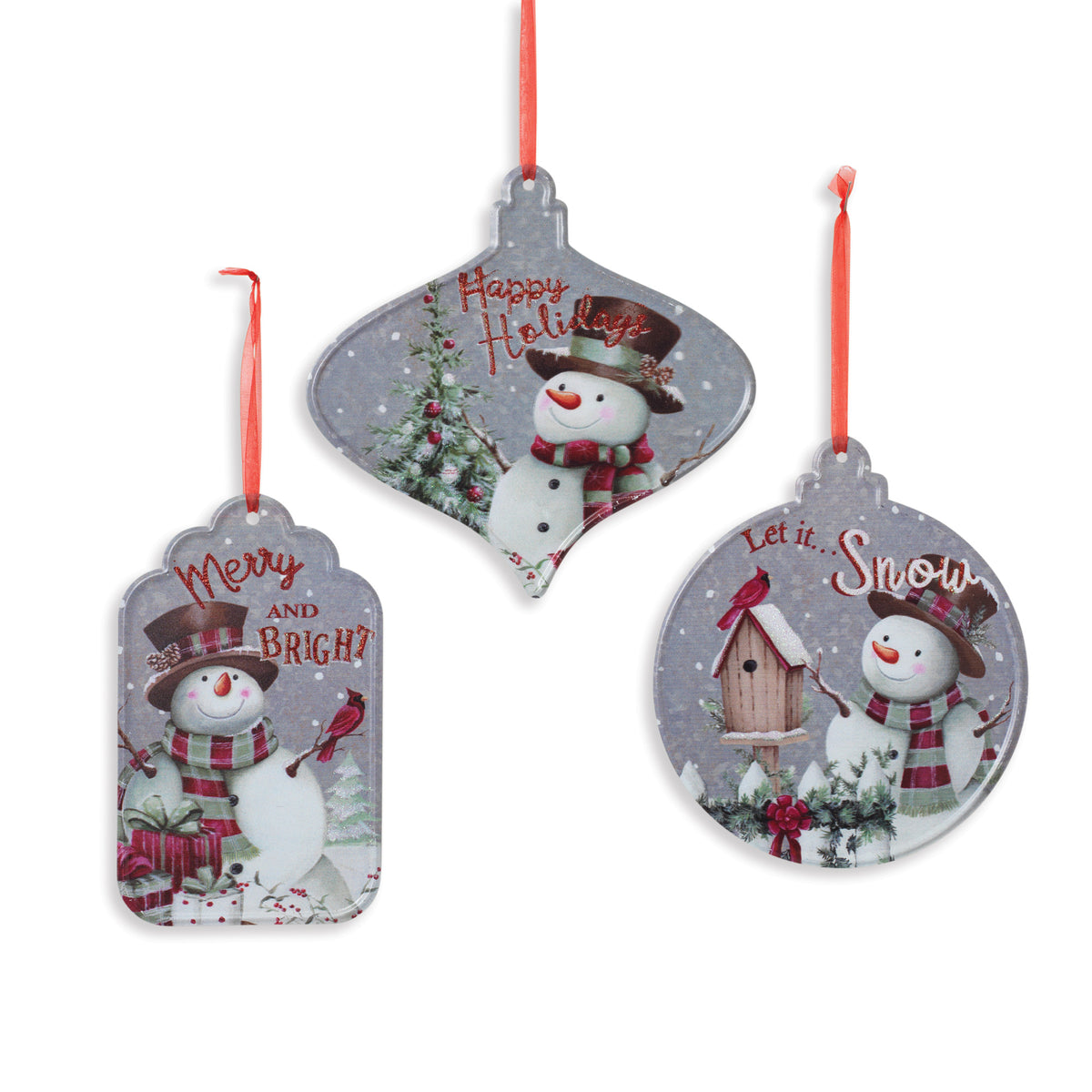 8.2"L Metal Holiday Snowman Ornament