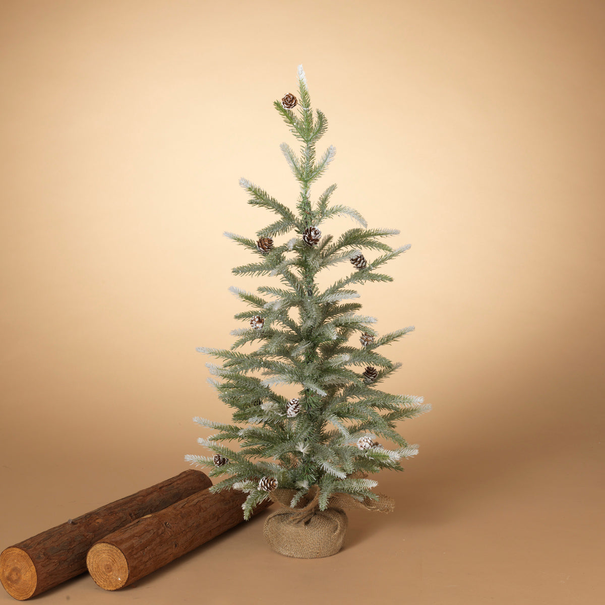 24"H Glittered Pine Tree w/Burlap