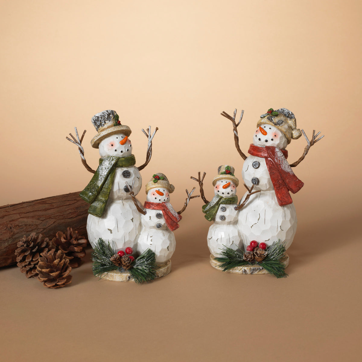 8.2"H Snowman Mother & Baby, Father  & Baby