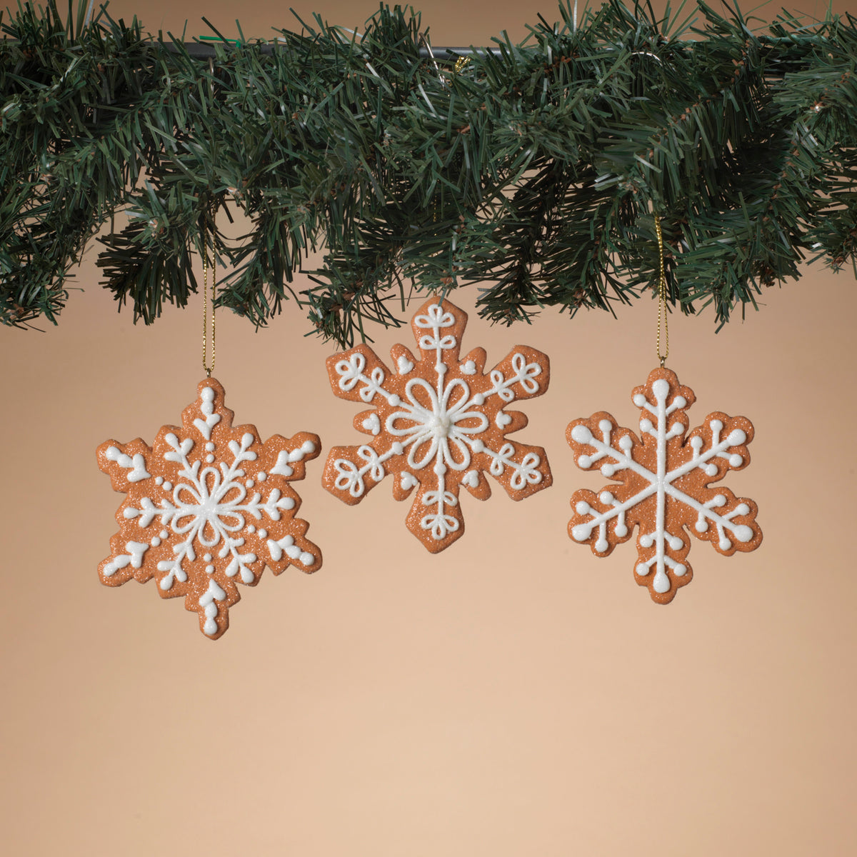 4"L Clay Dough Gingerbread Snowflake Ornaments