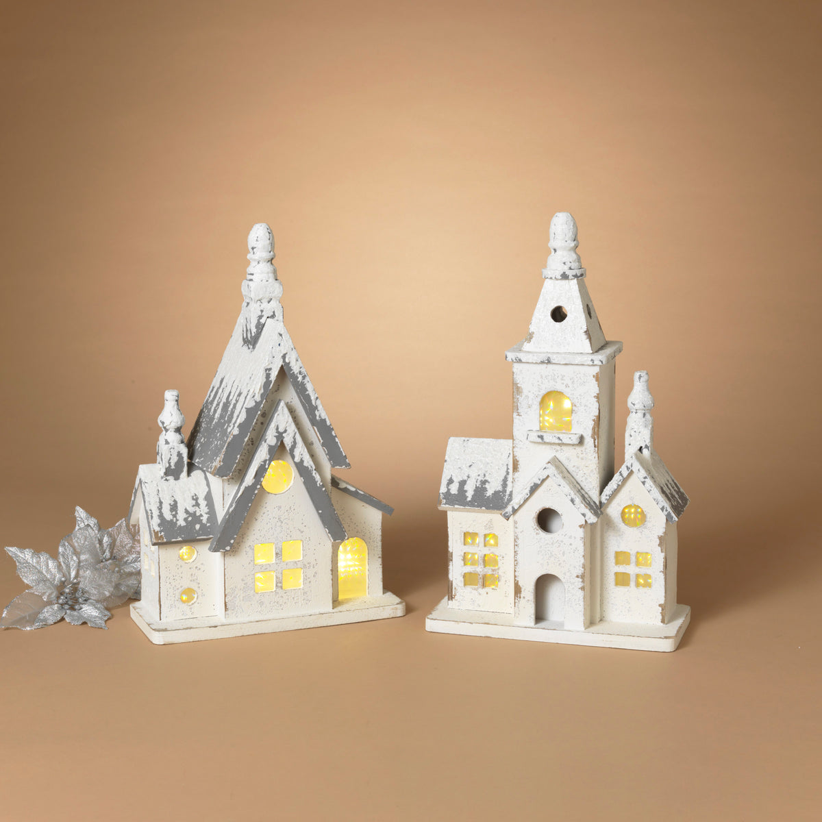 19.25"H Lighted Wood House