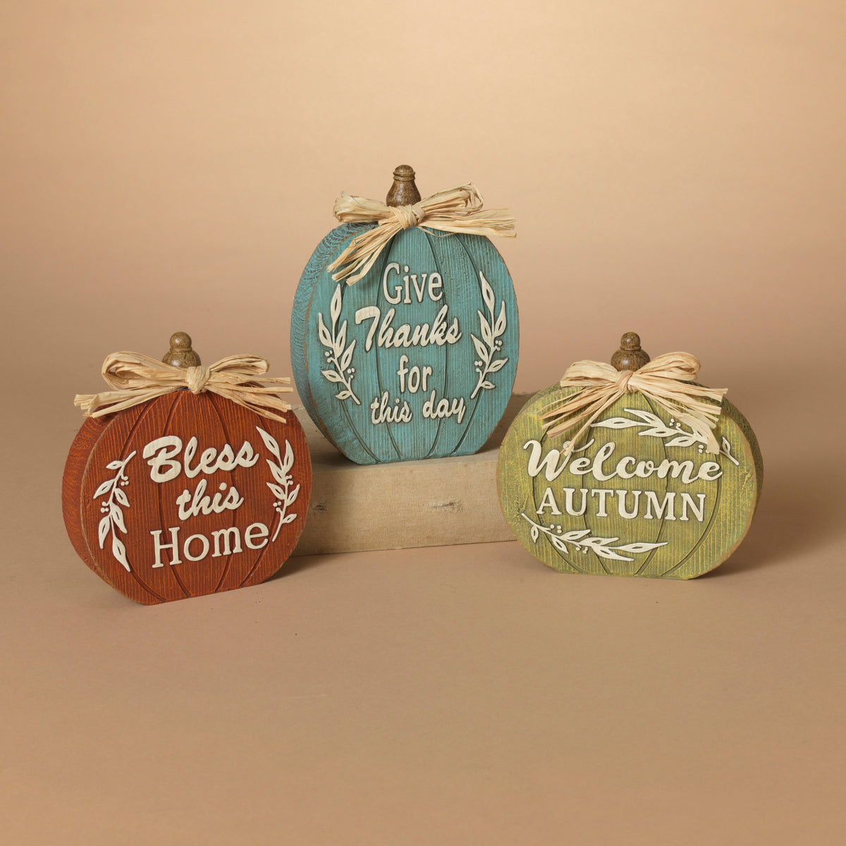 8.6"H Resin Harvest Pumpkins with Statements