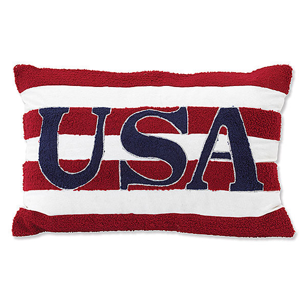 18"L Fabric Embroidered Americana Pillow