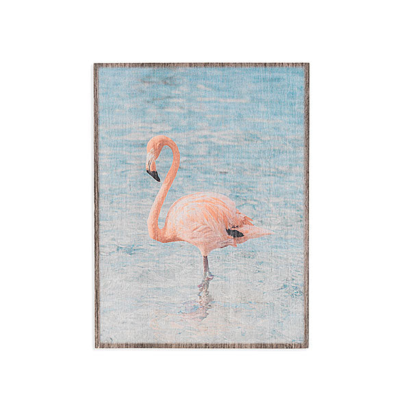 15.75"H Wood Flamingo Design Wall Hanging