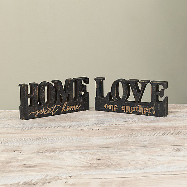 10"L Wood "LOVE" & "HOME" Block