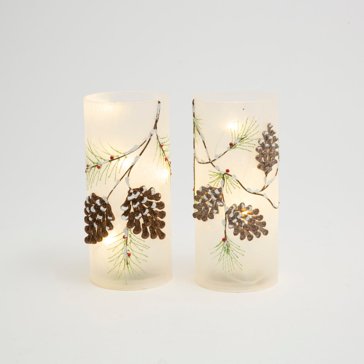 Lighted  Holiday Glass Candle