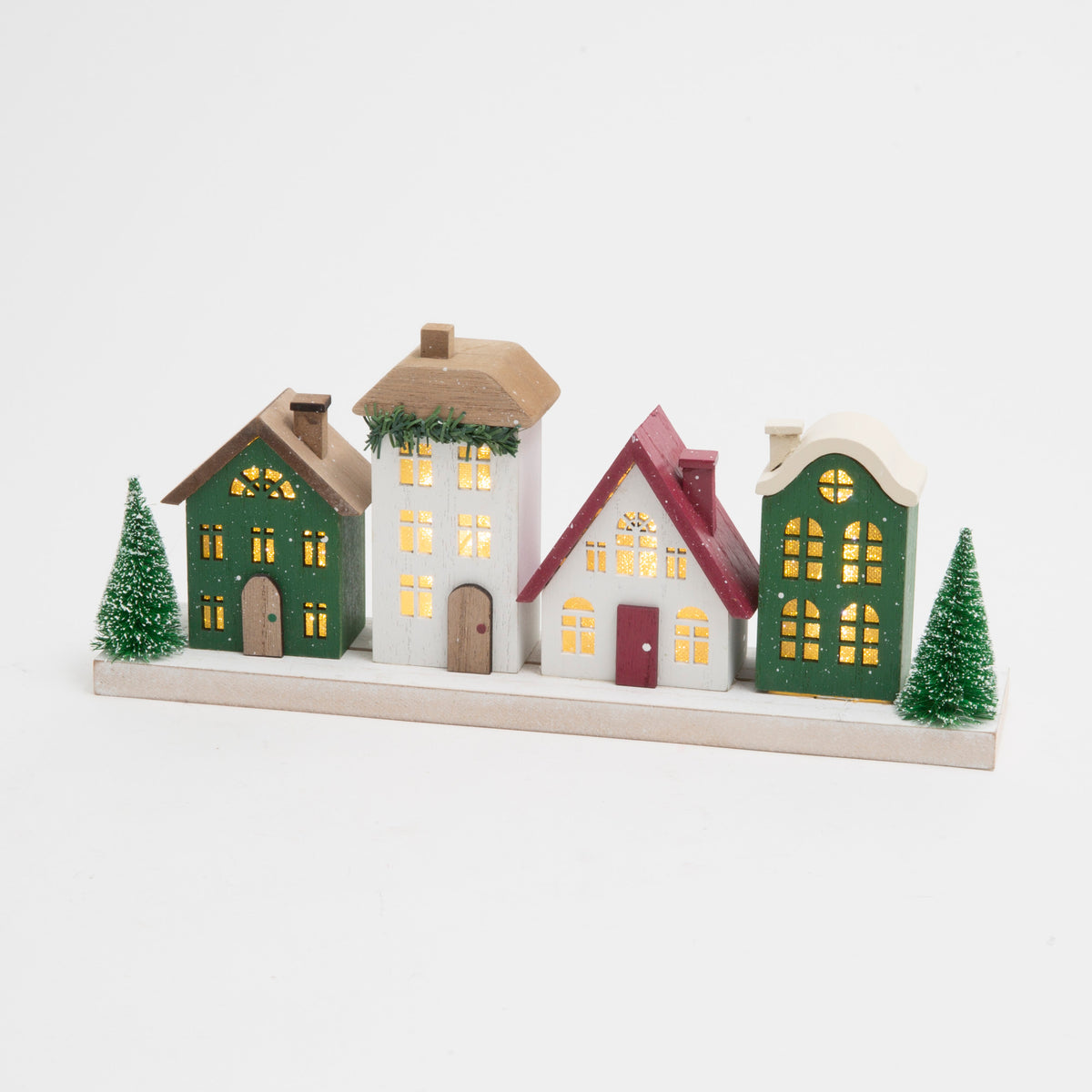 18.8"L Lighted Wood Holiday House