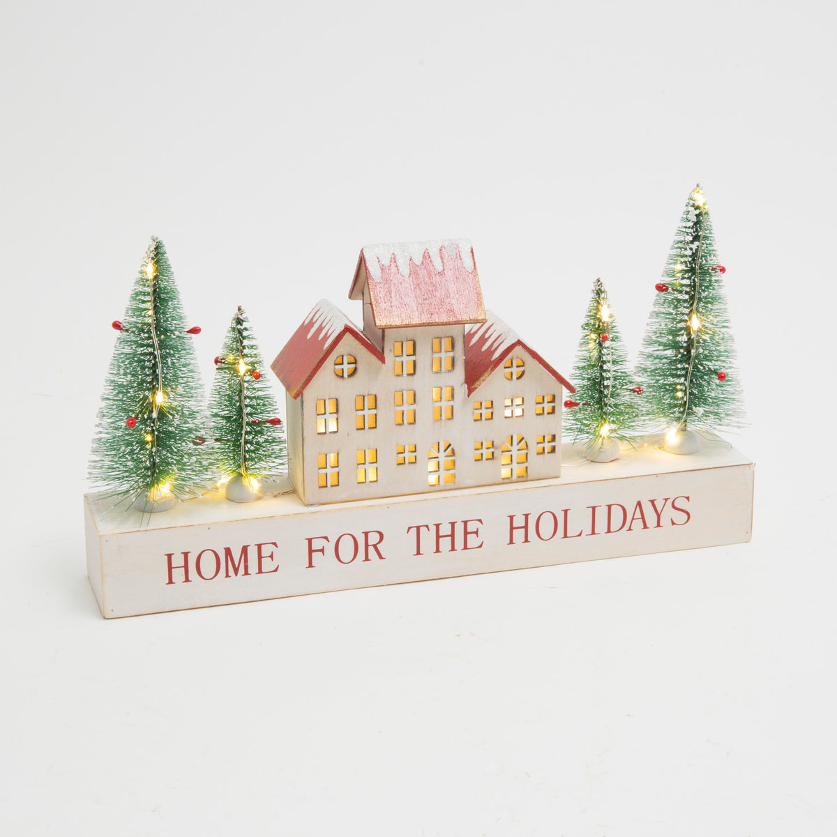 10.4"L Lighted Wood Holiday Sign
