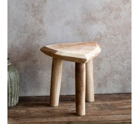 10.6" CARVED WOOD STOOL