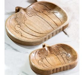 WOODEN PUMPKIN PLATTER