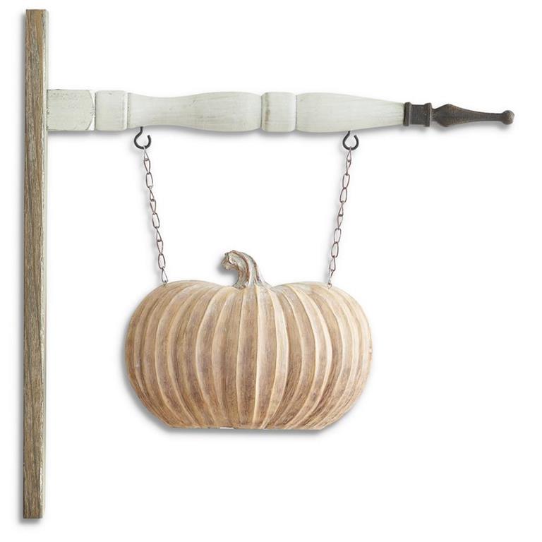 6.5 Inch Tan Resin Short Ribbed Double Sided Pumpkin