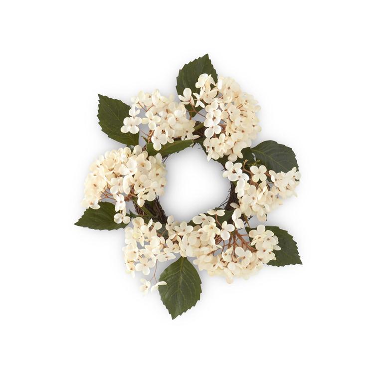 14 Inch Cream Two Tone Hydrangea Candle Ring