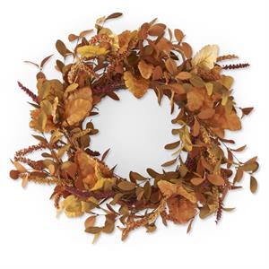 24 Inch Rust & Brown Eva & Silk Leaves Wreath