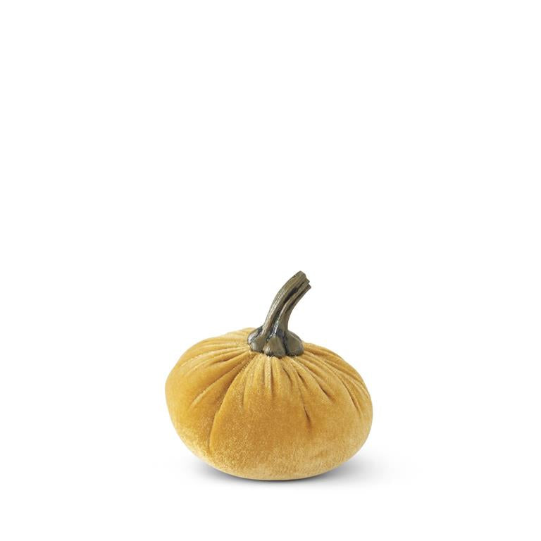 4.25 Inch Yellow Velvet Stuffed Pumpkin