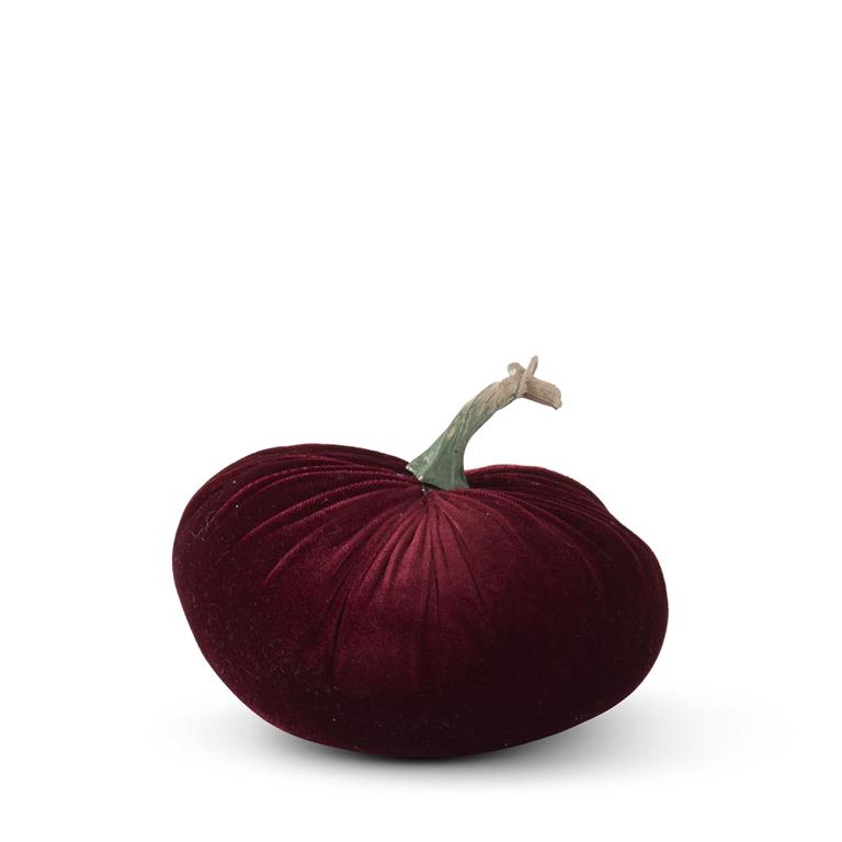 5.25 Inch Burgundy Velvet Stuffed Pumpkin