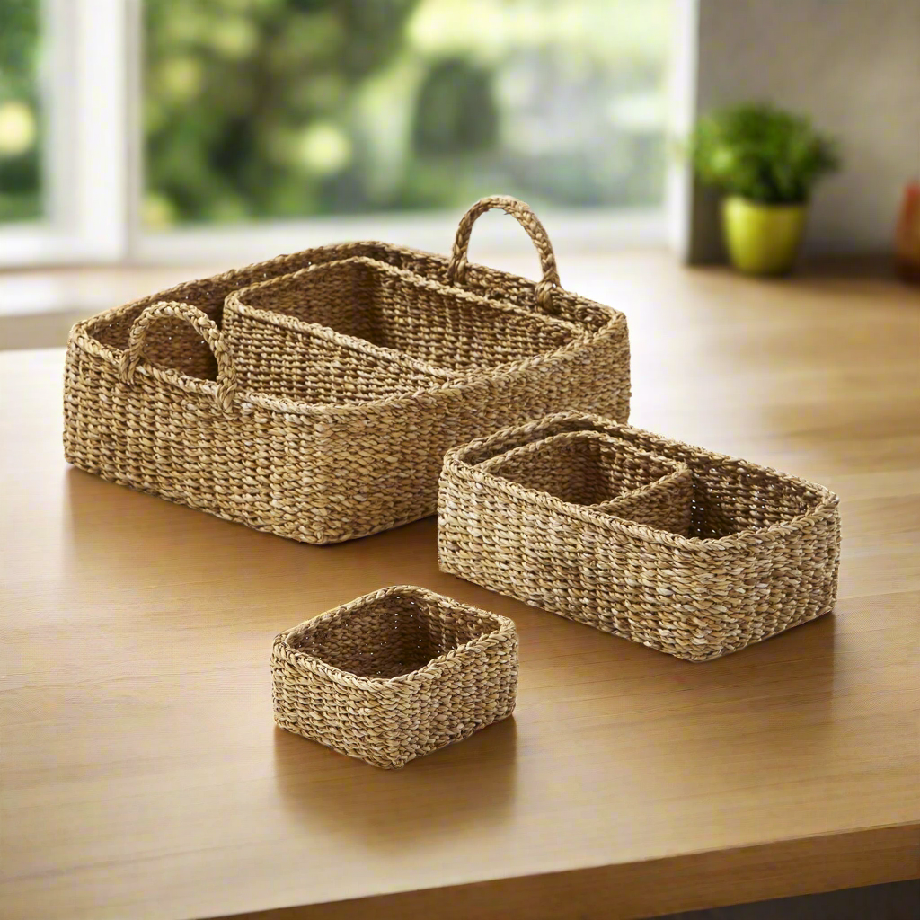 Rectangular Tray With Small Baskets Set Of 5