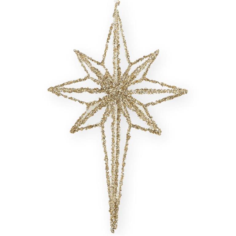 24 Inch Gold Glitter Tinsel 3D North Star Orn